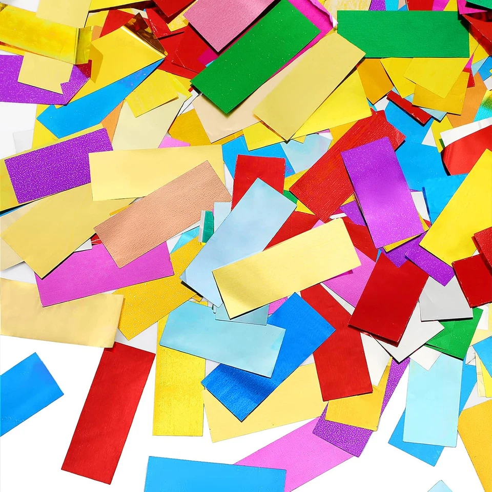 Confeti metálico rectangular de 300 gramos de papel de aluminio multicolor para rociar mesa confeti... Foto 1 de 4