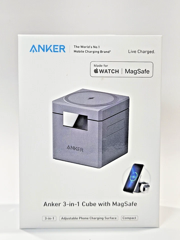 Anker 3-In-1 Cube MagSafe Wireless Charger For Apple - Black