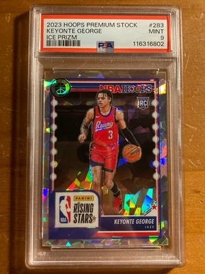2023-24 Panini NBA Hoops Premium Stock Keyonte George Ice Prizm #283 PSA 9 MINT - Image 1 of 2