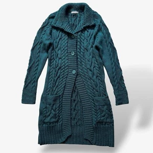WoolOvers Coatigan Knitted Long Cardigan Coat Size M 100% Wool Aran Knitwear - Picture 1 of 8
