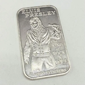 Vintage ELVIS PRESLEY KING of Rock n Roll 1oz 999 Silver Bar - Picture 1 of 7