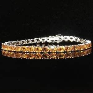 925 Sterling Silver and Citrine Tennis Bracelet - Picture 1 of 11