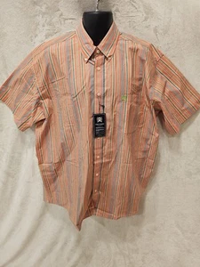 NEW NWTS Cinch Western Short Sleeve Orange Blue Striped Button Down Size Large - Picture 1 of 15