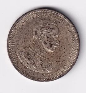 Coin Silver Empire Prussia 5 Mark 1913 Emperor in Uniform II NSW-Leipzig - Picture 1 of 2