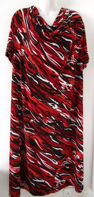 Wardrobe dress Ladies size 20 Red black white print floaty shift style cowl neck - Image 1 of 4