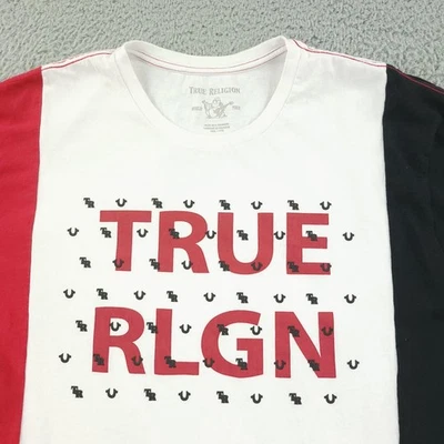 True Religion Shirt Mens 3XL Red Black White Colorblock Graphic Tee Casual - Image 1 of 4