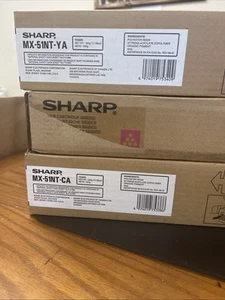 THREE GENUINE SHARP MX51 Toner Yellow Cyan Magenta - Picture 1 of 3