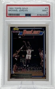 1992 Topps Gold #3 Michael Jordan Highlight PSA 9 MINT Bulls Free Shipping - Picture 1 of 2