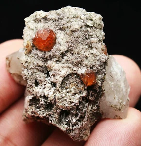 30g Top ! Spessartine Garnet with Smoky Quartz Crystal Mineral Specimen - Picture 1 of 8
