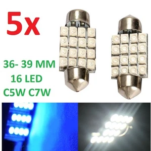 5x BOMBILLA FESTOON 16 SMD LED 36-39 MM BOMBILLAS INTERIOR MATRICULA MALETERO.. - Imagen 1 de 7