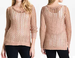 NWT LUCKY Brand Macey Open Knit Crochet Boho Sweater Pink XL Top NEW $99 - Picture 1 of 7