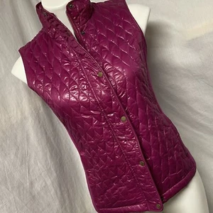 Talbots Women's Diamond Quilted Winter Puffer Jacket Vest Mulberry Magenta XS - Picture 1 of 15