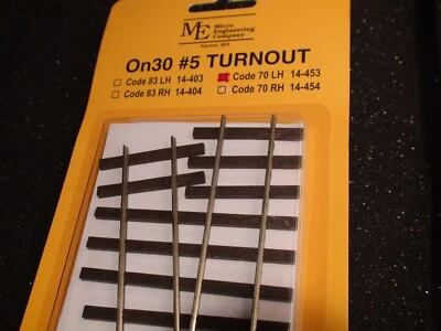 Micro- Engineering # 14-453 On30 #5 CODE 70 LEFT TURNOUT LH - Image 1 of 4