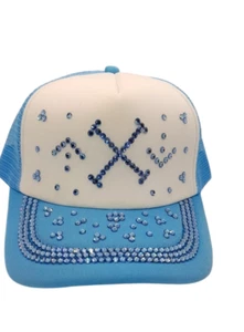 Gorra de béisbol ajustable azul cristal brillante con estrás hecha a mano sombrero para el sol brillante G - Imagen 1 de 7