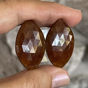42ct 30x18x4.5mm Fine Rose Cut Flat Back Hessonite Garnet Marquise Cabochons - Picture 1 of 12