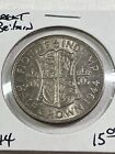 1944 Great Britain 1/2 Crown Silver Coin