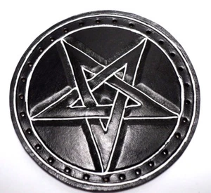 PENGTAGRAM  ENUINE LEATHER  white  and black  PATCH - Picture 1 of 3