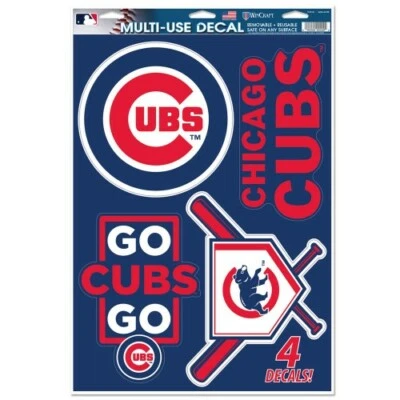 CHICAGO CUBS 4 PIECE MULTI-USE DECALS 11"X17" WINDOWS WALLS LIKE FATHEAD - Image 1 of 2