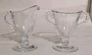 Vintage Candlewick Footed Creamer And Sugar Pair By Imperial Glass Ware - Picture 1 of 11