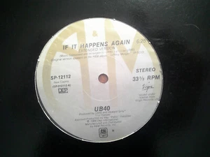 A&M 12" SINGLE 33 RECORD/UB40/IF IT HAPPENS AGAIN/NKOMO A GO GO/1984 EX+ - Picture 1 of 4