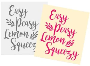 Primitive Schablone Schriftart Easy Peasy Lemon Squeezy für Kissen Schilder Leinwand  - Bild 1 von 1