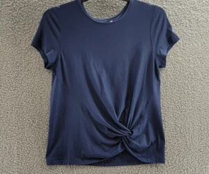 ID Ideology Side-Knot T-Shirt Women's L Navy Crew Neck Short Sleeve Pullover - Picture 1 of 15