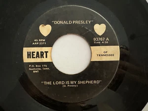 Rare Unknown Gospel/Soul 45 - Donald Presley "The Lord Is My Shepherd" HEAR - Imagen 1 de 2