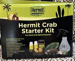 Hermit Crab Pet Habitat Starter Kit W/ Food Water Dishes Growth Shell Care Sheet - Picture 1 of 9