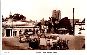 MARKET RASEN LINCOLNSHIRE MARKET PLACE SHOP FRONTS REAL PHOTO VINTAGE POSTCARD - Picture 1 of 2