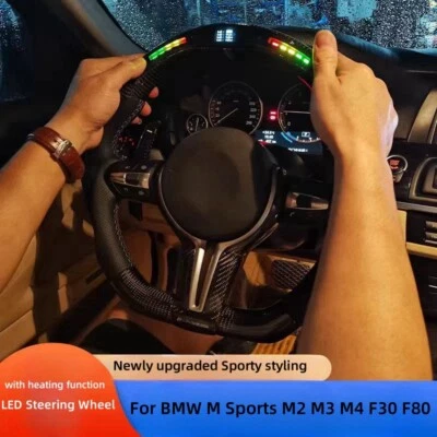 Real Carbon Fiber LED Steering Wheel For BMW M Sports M2 M3 M4 F80 F82 F25 F30 Foto 1 de 4
