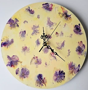 Hand Painted Unique Indoor  Wall Clock  30.5cm Silent Quartz Wall Art Gift Idea - Picture 1 of 11