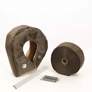 T4 Titanium Turbo Heat Shield Blanket Cover + 2" 50FT Exhaust Header Wrap Tape - Foto 1 di 6