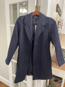 Aprsfn Women's Elegant Solid Color Mid-Length Thicken Warm Wool Blend Coat Blue - Picture 1 of 9