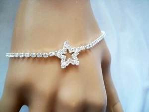 Zierliches Vintage Krappen Set Kristall Strass Stern Armband - Bild 1 von 8