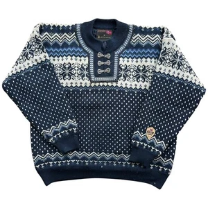 Men's WindFjord Classic Norway Black Pullover Knit Sweater 100% Wool Size L - Picture 1 of 9