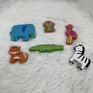 Wooden Farm Animal Blocks Set of 6 Toys Preschool Kids Homeschool Educational - Picture 1 of 14