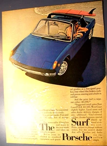 Pubblicità auto Porsche 914 mid-size-mag color 1972 - "The Surf Porsche" - Foto 1 di 1