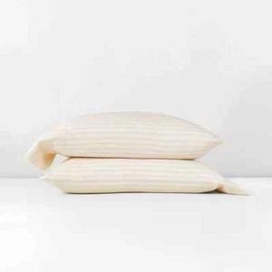 Casaluna Standard Linen Blend Pillowcase Set Natural Stripe - NEW - Picture 1 of 3