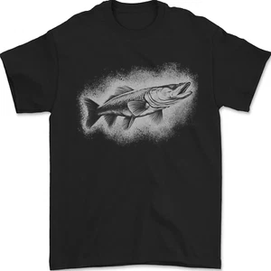 Camiseta de pescador de pesca con dibujo de pez lucio para hombre 100 % algodón - Imagen 1 de 14