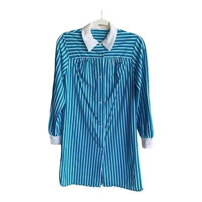 Camisa de noche vintage Vanity Fair para mujer pijama de nailon a rayas azul blanco talla 32 Foto 1 de 4