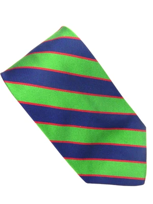 Corbata de seda J Crew - HECHA EN EE. UU. - Rayas diagonales azules/verdes/rojas - Preppy Foto 1 de 4