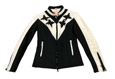 Vintage Moto Puffer Ski Jacket Women’s Size XS Black White Full Zip Anba Austria - Image 1 of 4