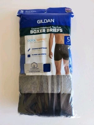  Gildan Men Tag Free Boxer Briefs 2XL 44-46 Cotton Multicolored 5 Pack - Image 1 of 4
