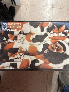 F.X. Schmid Crazy Quilt #90072 neu versiegelt 1000 Teile Puzzle Katzen - Bild 1 von 11