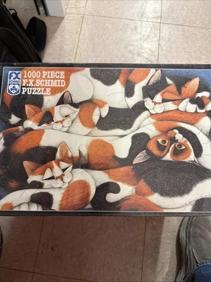 F.X. Schmid Crazy Quilt #90072 new sealed 1000 piece puzzle Cats - Image 1 of 4
