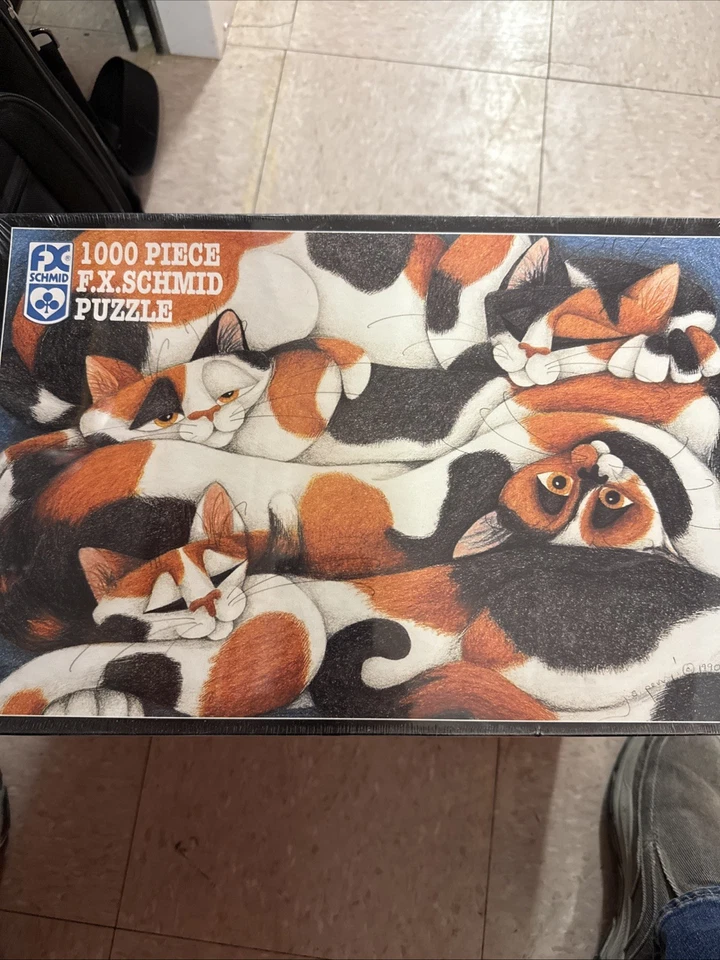 F.X. Schmid Crazy Quilt #90072 new sealed 1000 piece puzzle Cats - Image 1 of 4
