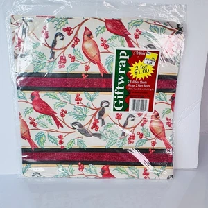 Vintage 1980's Artfaire CARDINALS Gift Wrap 20”x30” Christmas 2 Full Size Sheets - Picture 1 of 2
