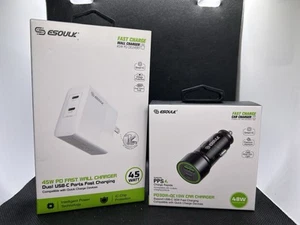 Chargeur mural double port 45 watts et chargeur voiture 30 plus 18 watts charge super rapide - Photo 1 sur 2
