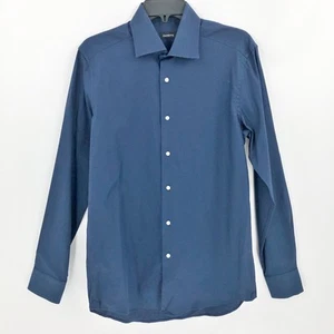 ZANETTI Men's Button Up Dress Shirt 15.5 34-35 Blue Cotton NWOT - Picture 1 of 11
