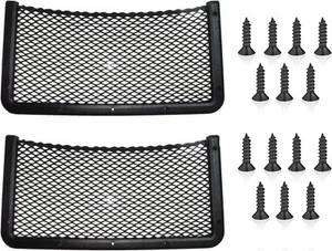 2 Pcs Large Car Net Pocket Universal Seat Side 8"x 16", Black - Picture 1 of 9